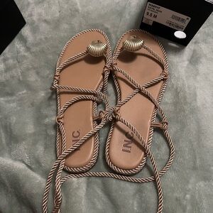 INC International Concepts Women's Beige Rope Sandals